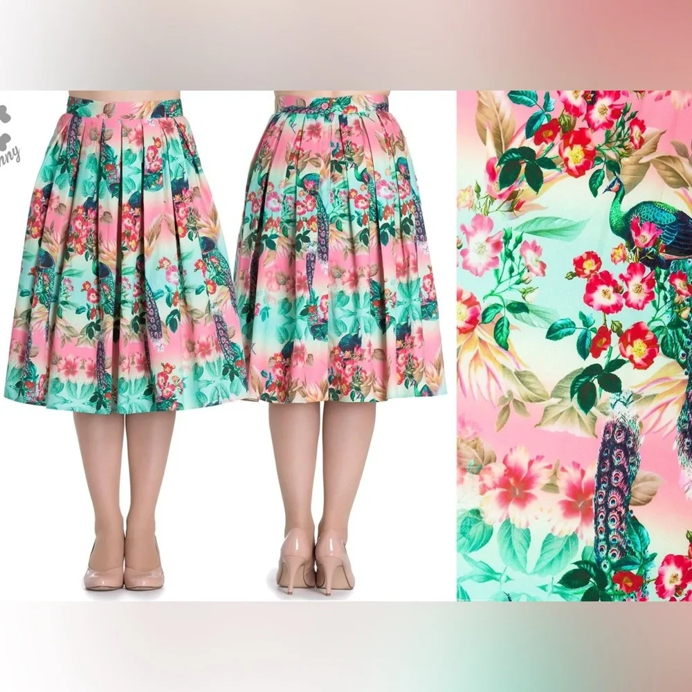 Hell Bunny Peacock skirt L - Picture 1 of 7